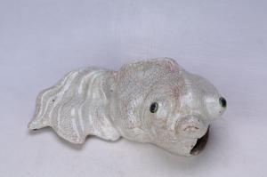 002741“吴明成”款白釉金鱼壁瓶