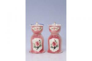 002631红釉喷彩开光花卉纹烛插