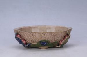 002822彩贴塑蟹螺纹四足花盆