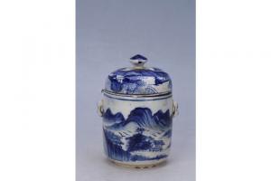 002843蓝彩山水纹炖盅