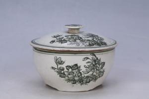 002855“如合”款印花花卉纹盖钵