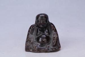 002655褐釉弥勒佛坐像
