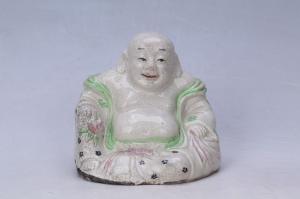 002657“锦华发”款彩塑弥勒佛坐像