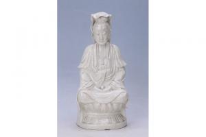 002661白釉观音坐像