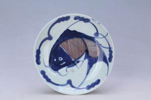 002914“玉利”款青花釉里红鱼纹盘