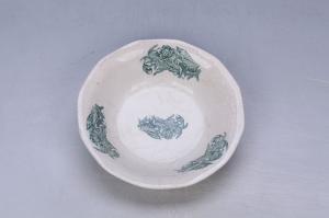 002918白釉绿印花卉纹碗