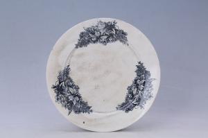 002920“成合”款白釉墨印花卉纹盘