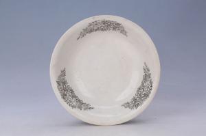 002929白釉墨印花卉纹盘