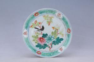 002936“乐亦园”款釉上彩花鸟纹盘