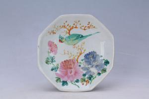 002944釉上彩花鸟纹八角盘