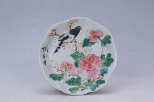 002949“陶利造”款五彩花鸟纹花口盘