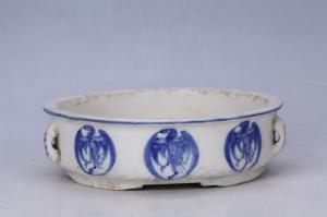 002859“太合”款青花团鹤纹四系盅