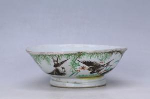 002964“玉顺制造”款彩绘花鸟纹花口碗