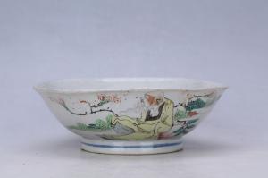 002969“陶发出品”款“延年益寿”五彩人物纹花口碗