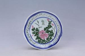 003141“和盛”款青花红绿彩花卉纹花口盘