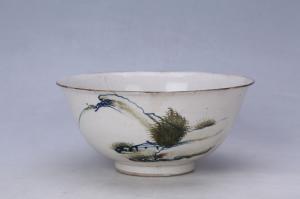 003076釉上彩山水纹碗