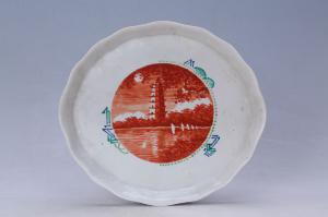 003527	“双利”款釉上彩风景图托盘