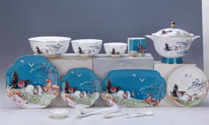 003671吴映琼《三骏踏春》餐具